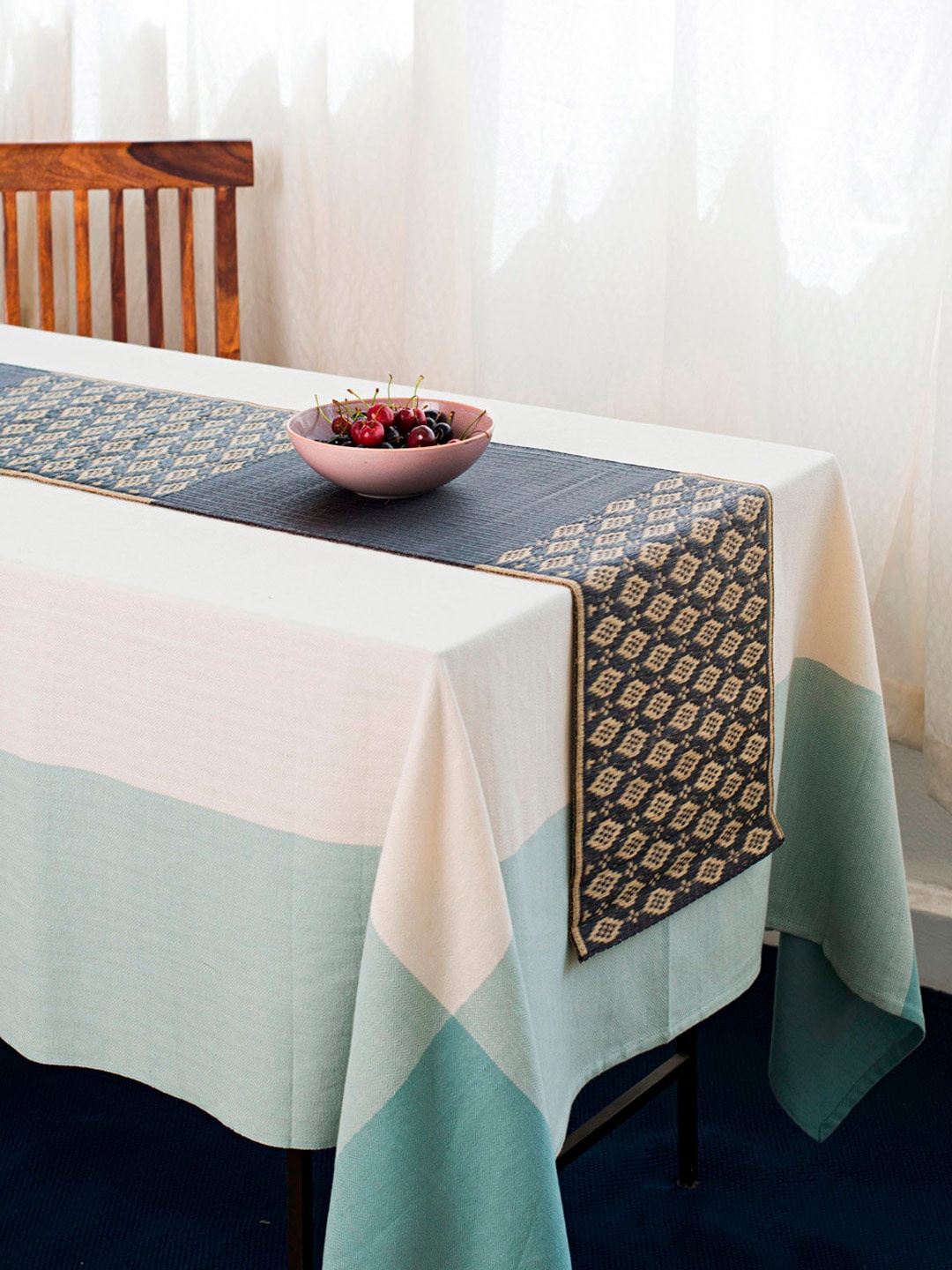 

Fabindia Black & Beige Woven Table Runner