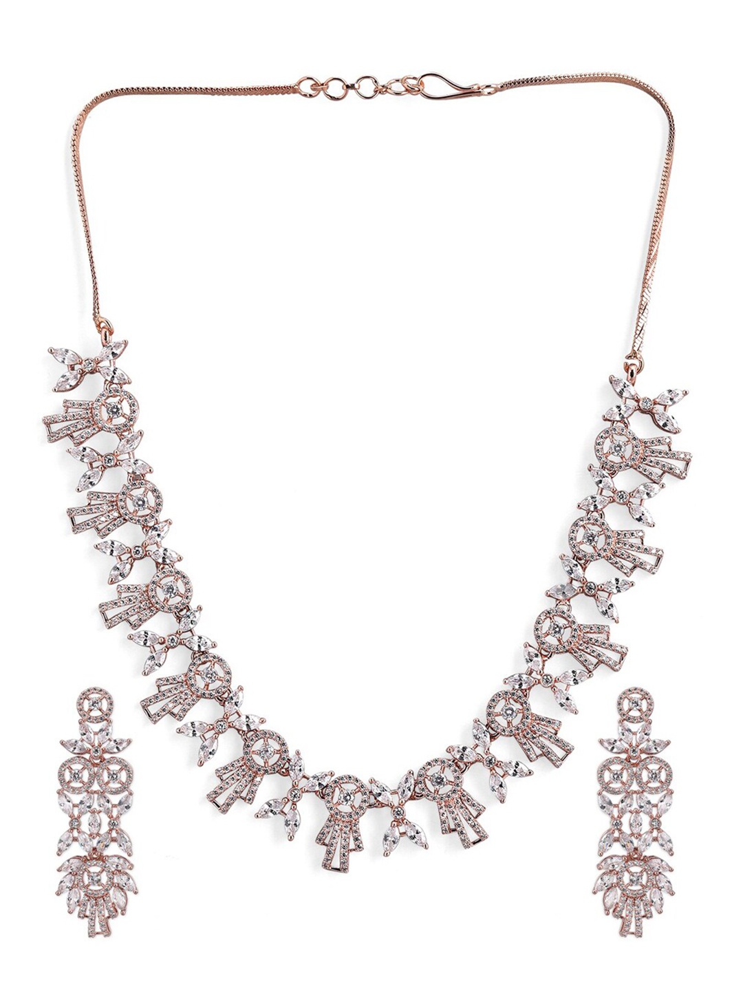 

Rubans Rose Gold & White Gold Plated American Diamond Necklace Set