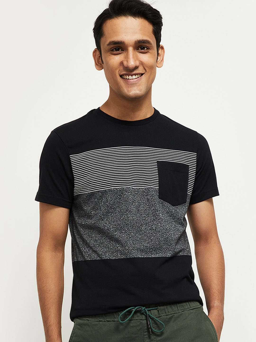 

Max Men Black Colourblocked T-shirt