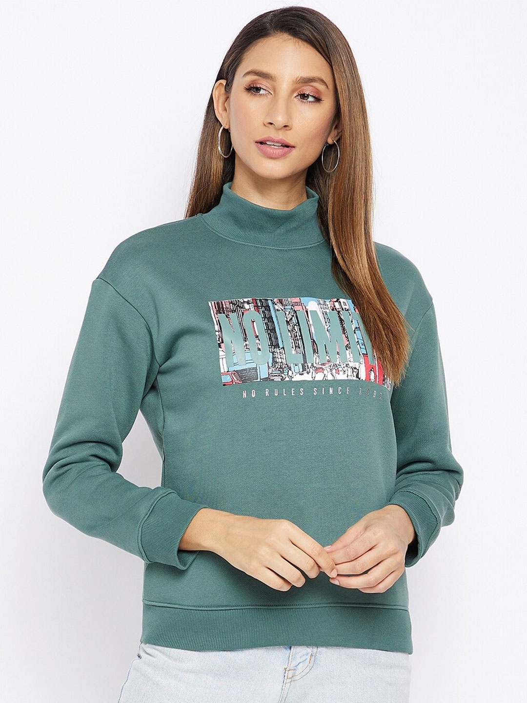 

Octave Women Green Printed Sweatshirt