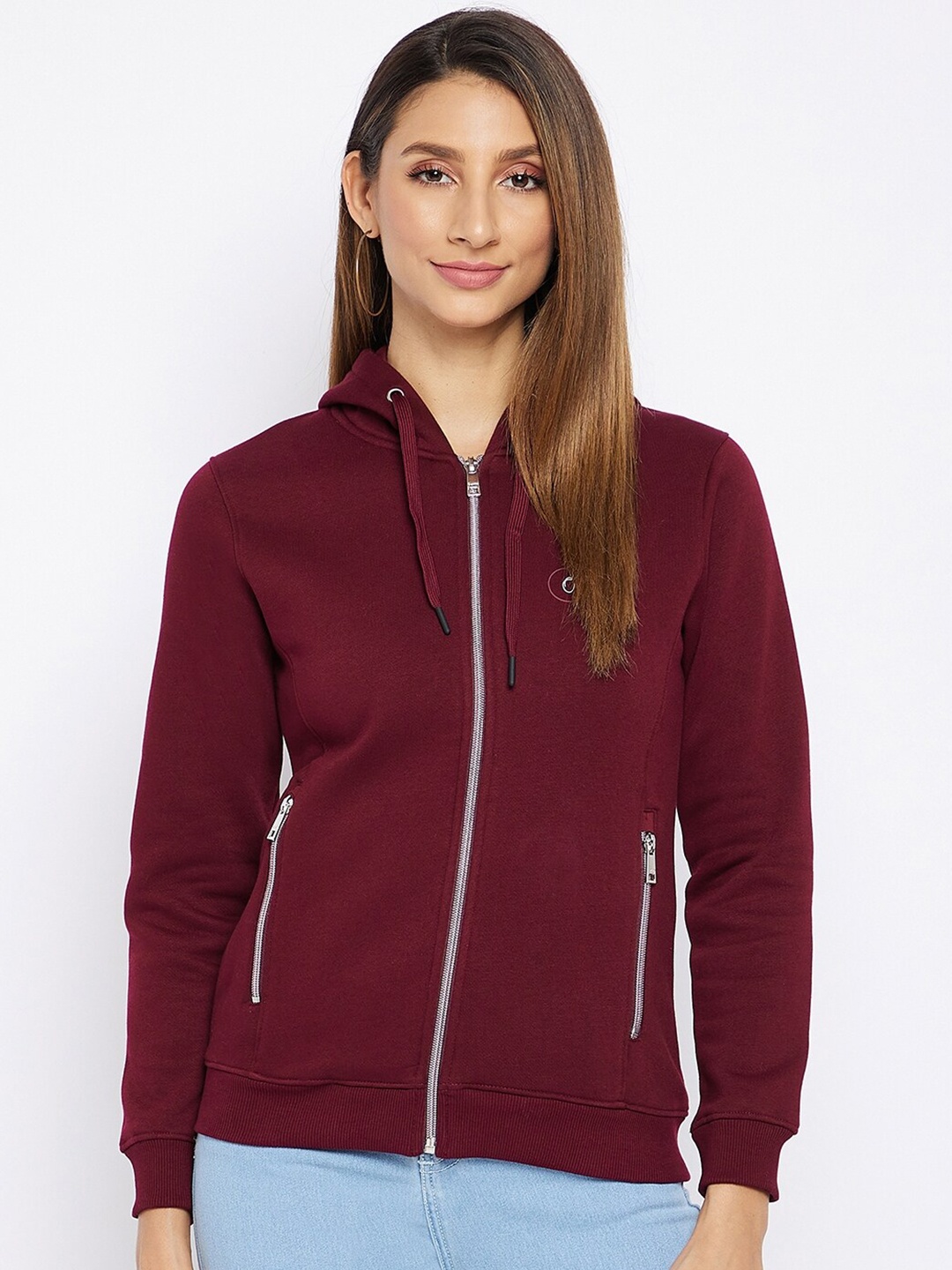 

Octave Women Maroon Hooded Sweatshirt