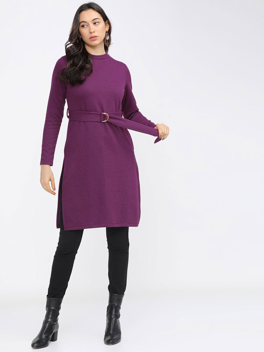 

Vishudh Purple Knitted Tunic
