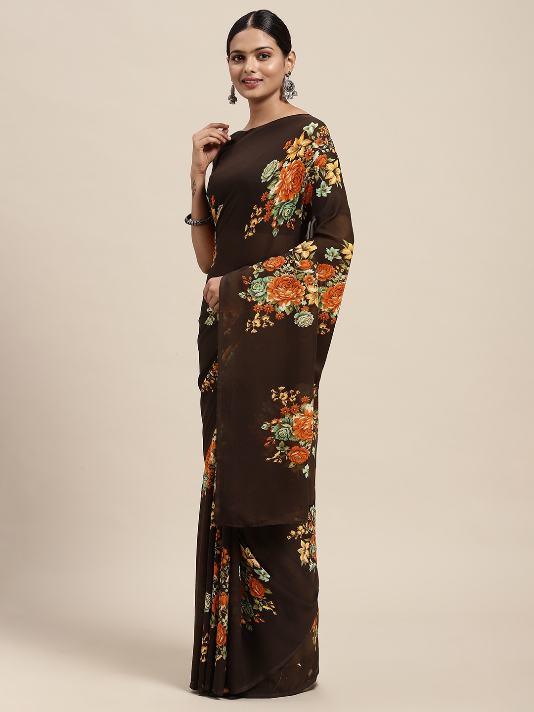 

KALINI Brown Floral Saree