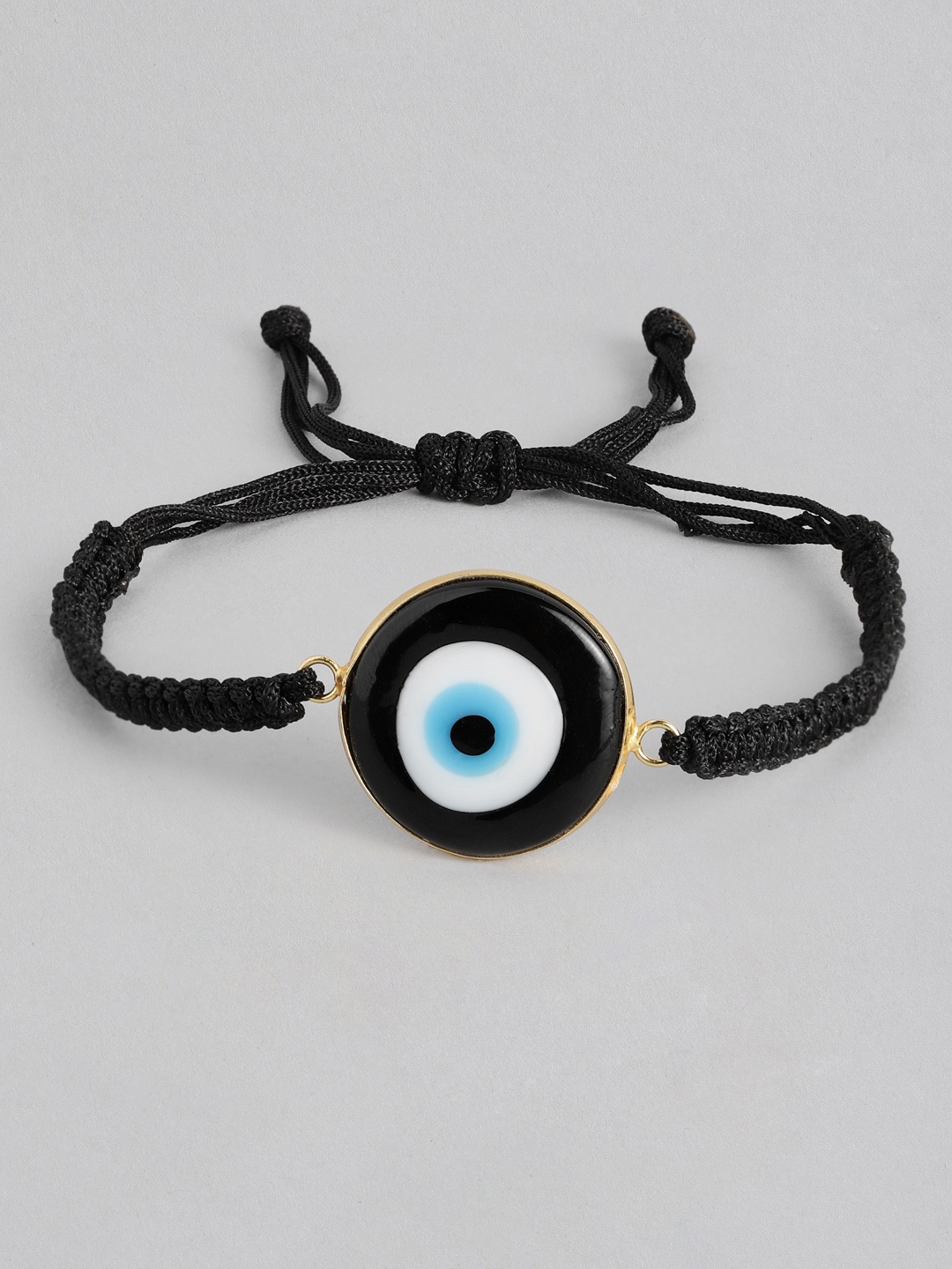 

EL REGALO Unisex Black Handcrafted Evil Eye Big Charm Bracelet