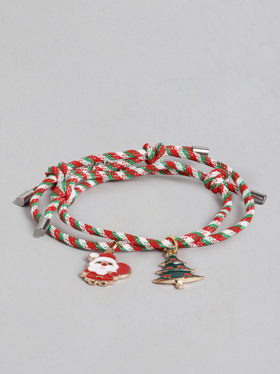 

EL REGALO Boys Set of 2 Red & Green Handcrafted Christmas Charm Bracelet