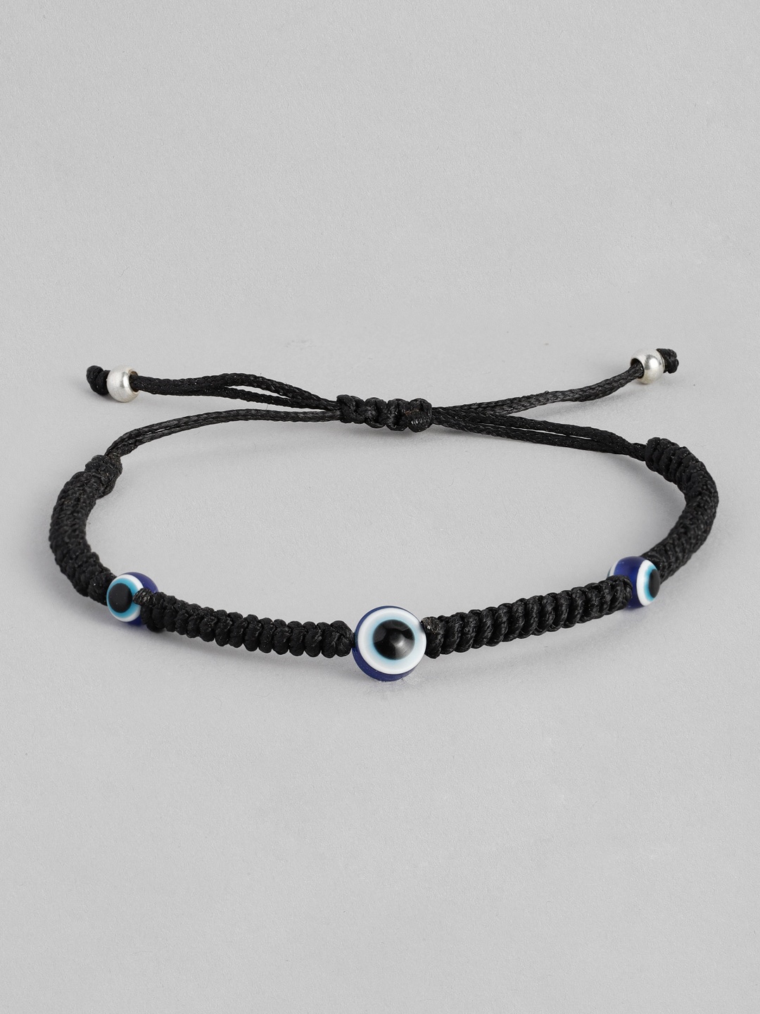 

EL REGALO Unisex Black Handcrafted Evil Eye Beaded Charm Bracelet