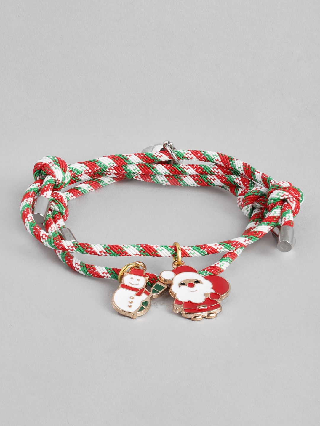 

EL REGALO Girls Set of 2 Red & Green Handcrafted Christmas Charm Bracelet