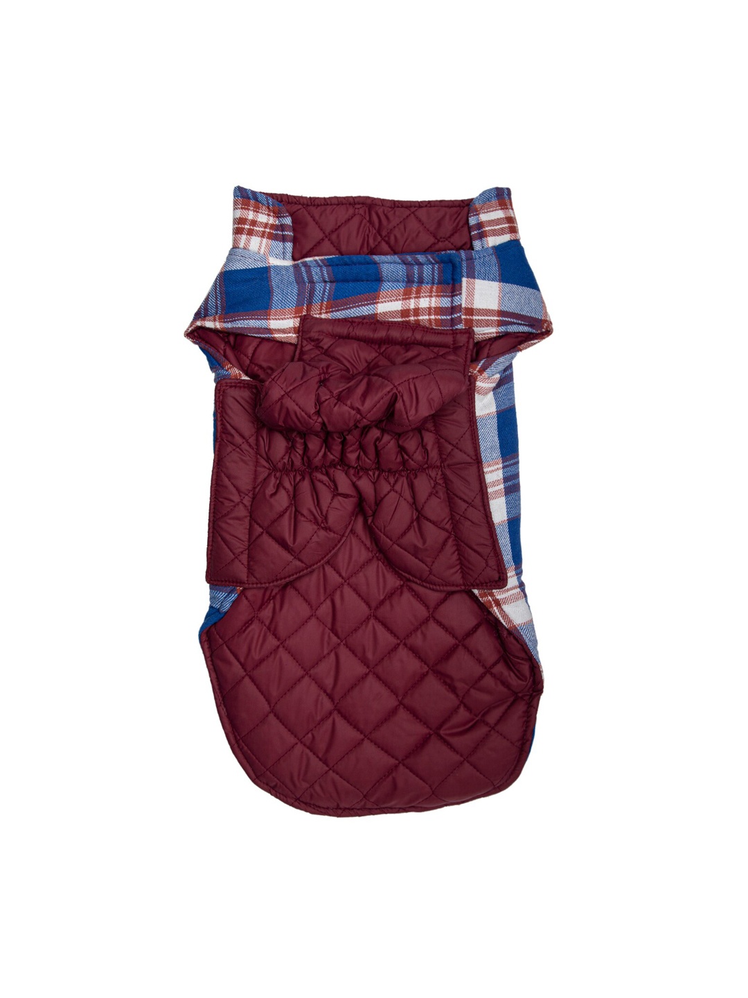 

Lulala Unisex Blue & Red Plaid Dog Vest Winter Reversible Striped Vest