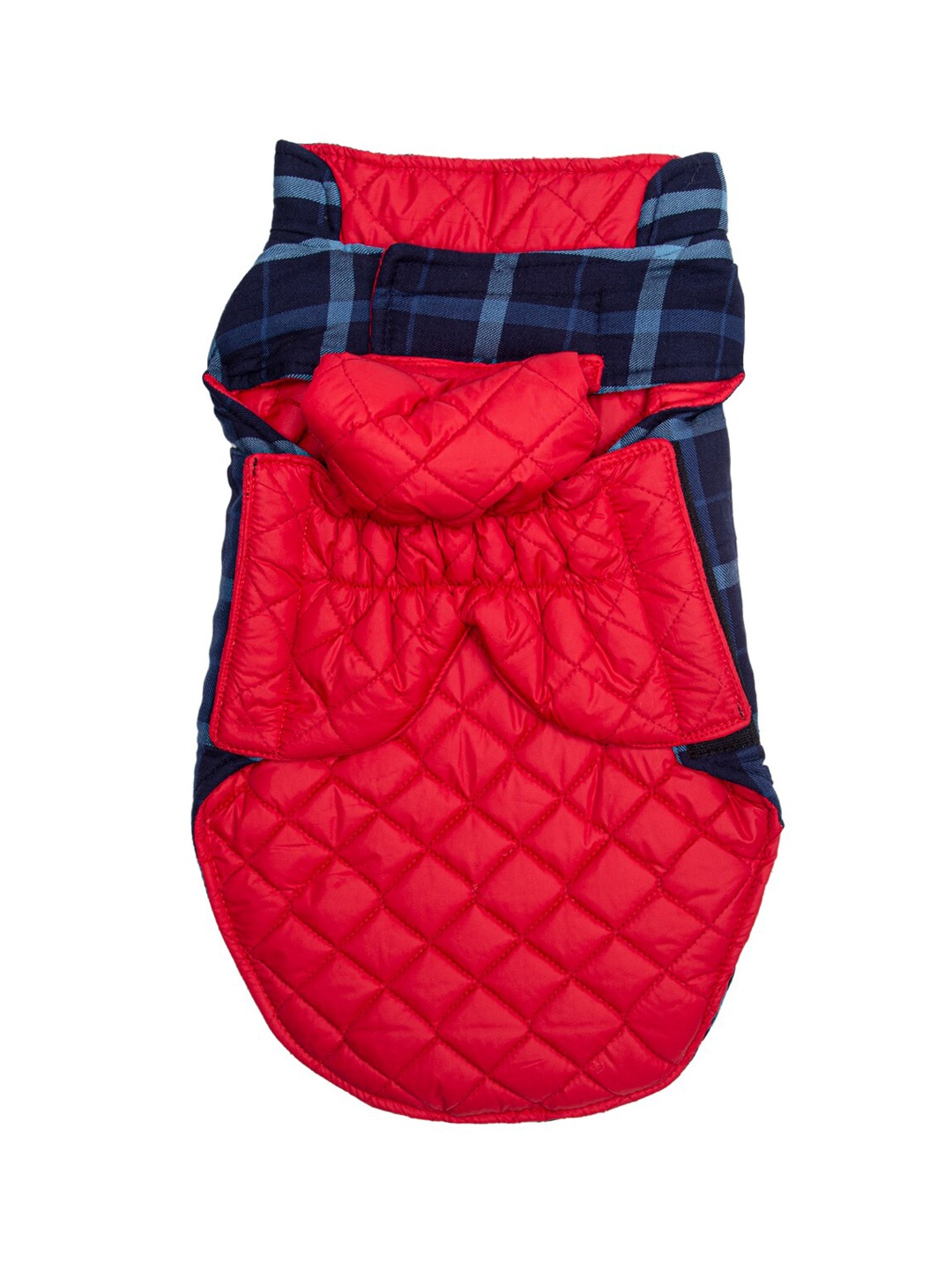

Lulala Blue & Red Checked Cotton Dog Winter Reversible Jacket