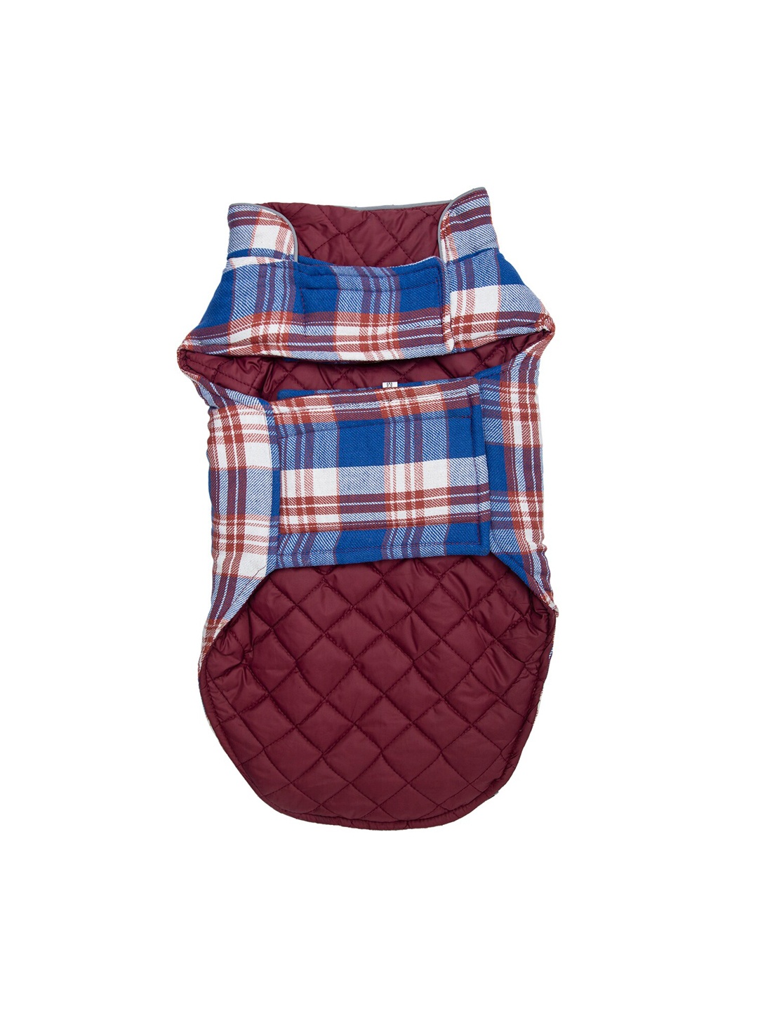 

Lulala Blue & White Checked Cotton Reversible Hoodie Dog Jacket