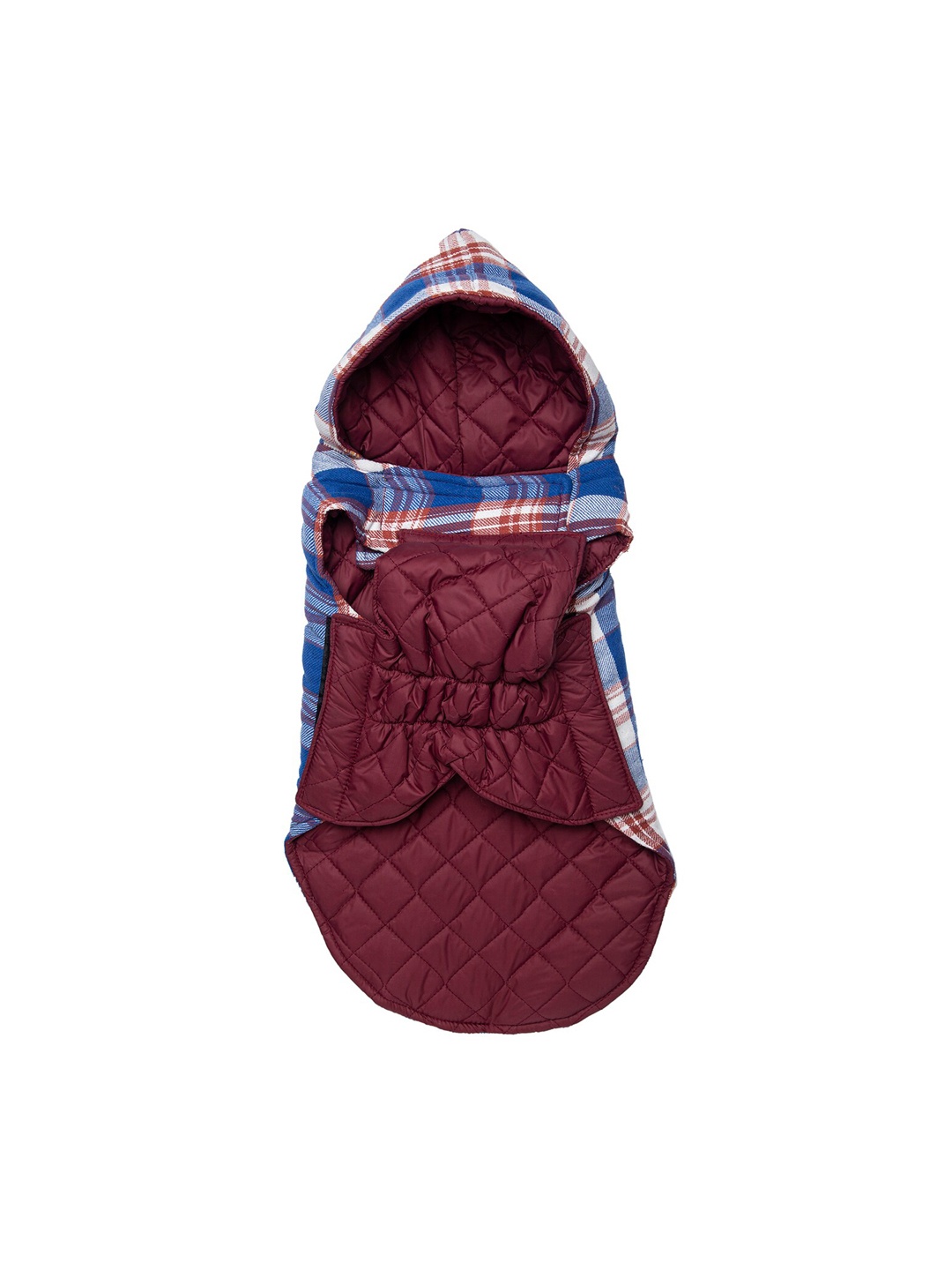 

Lulala Blue & Burgundy Checked Cotton Dog Winter Reversible Jacket