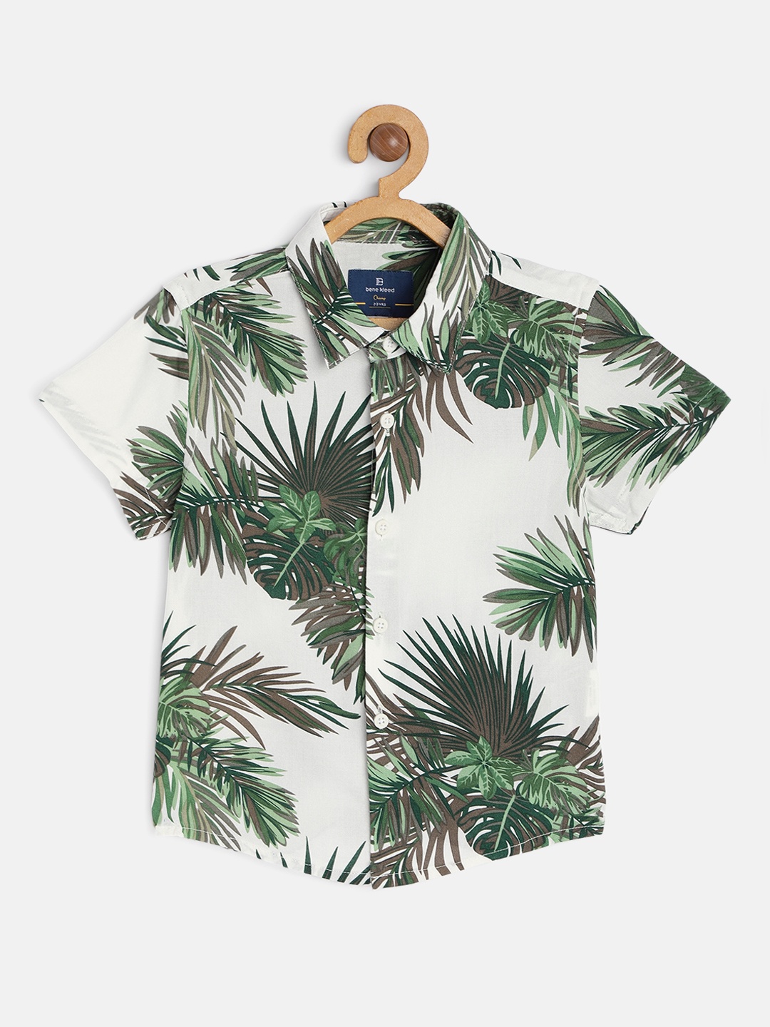 

Bene Kleed Boys White & Green Slim Fit Floral Anti-Microbial Casual Shirt