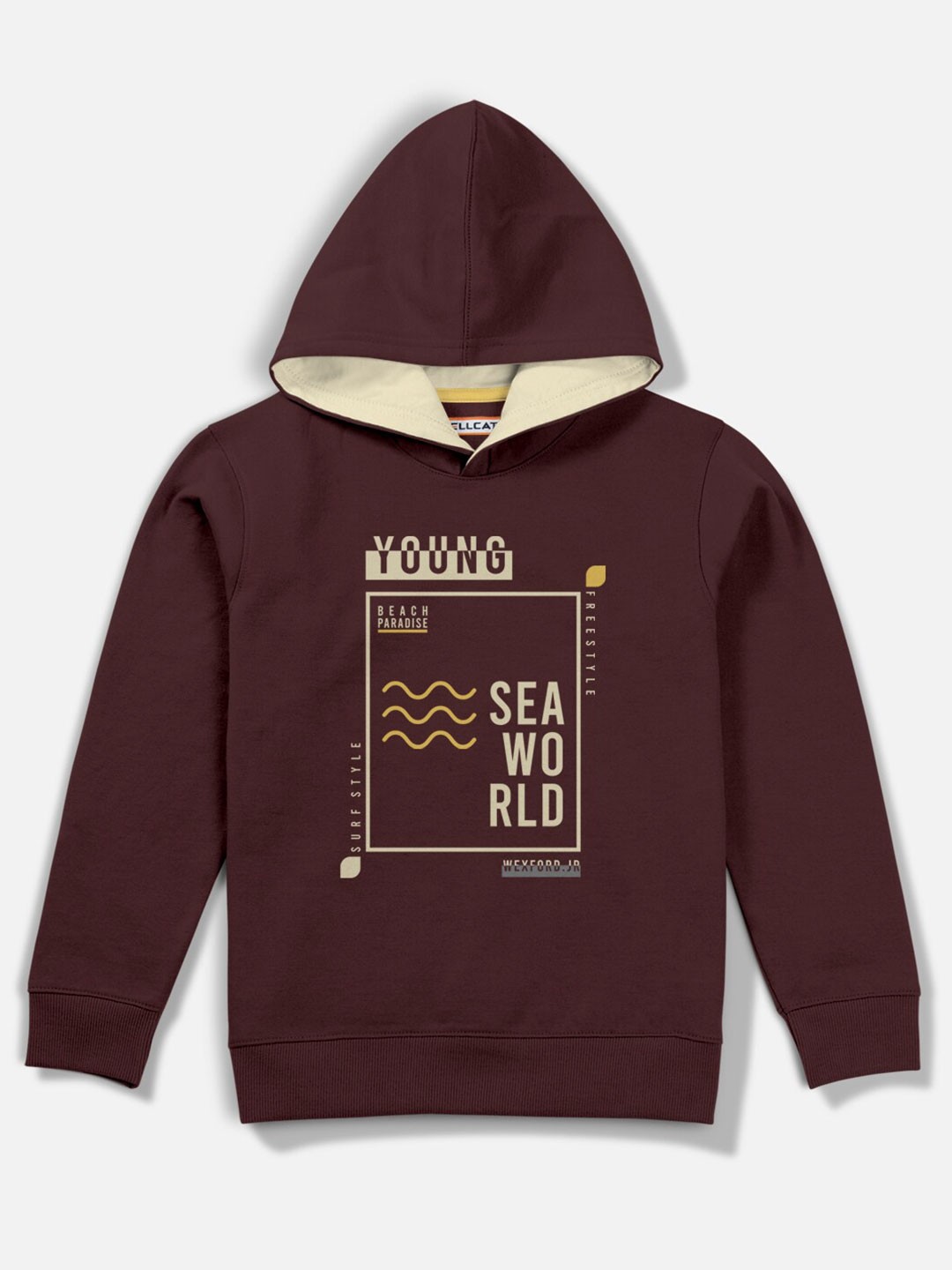 

HELLCAT Boys Burgundy Printed Hooded Sweatshirt