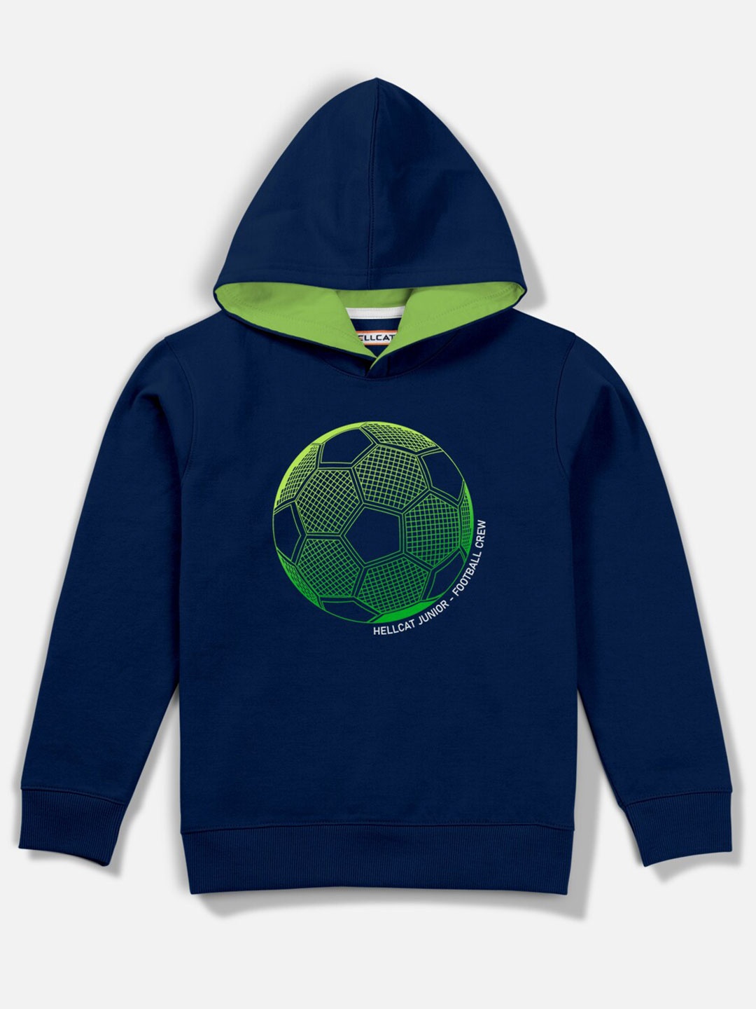 

HELLCAT Boys Navy Blue Printed Hooded Sweatshirt