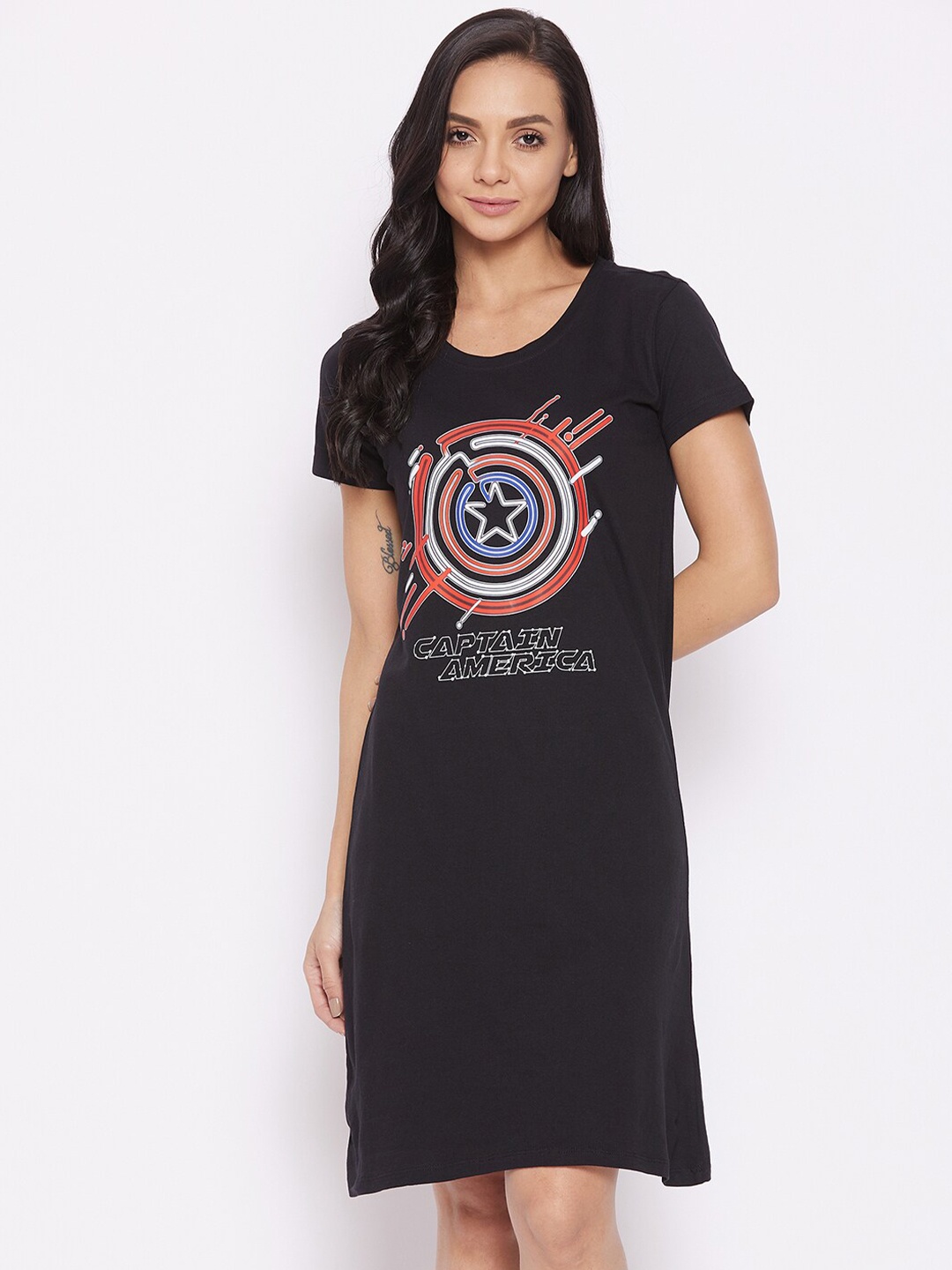 

Marvel by Wear Your Mind Black Printed Nightdress