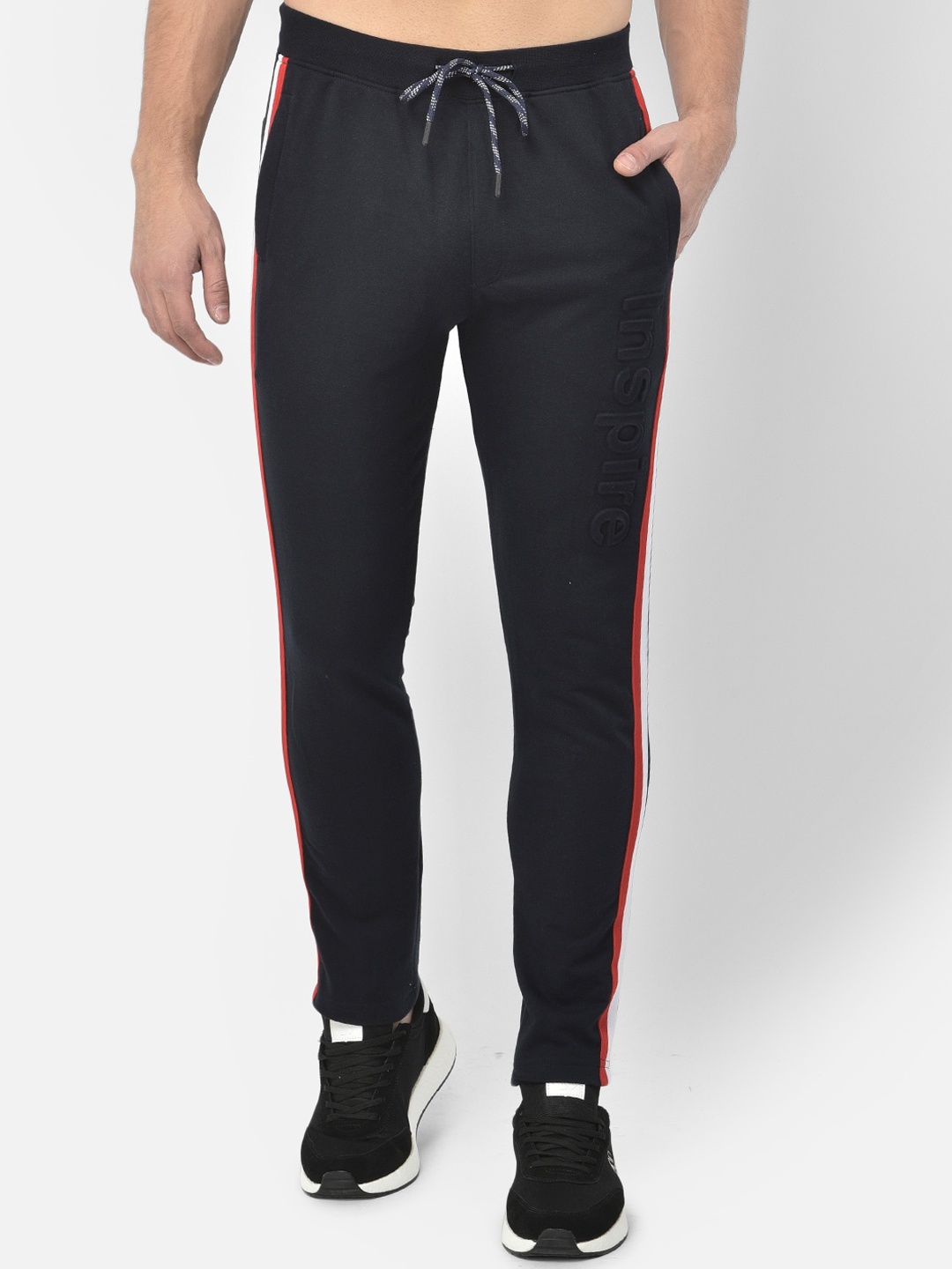 

Richlook Men Navy Blue & Red Solid Joggers
