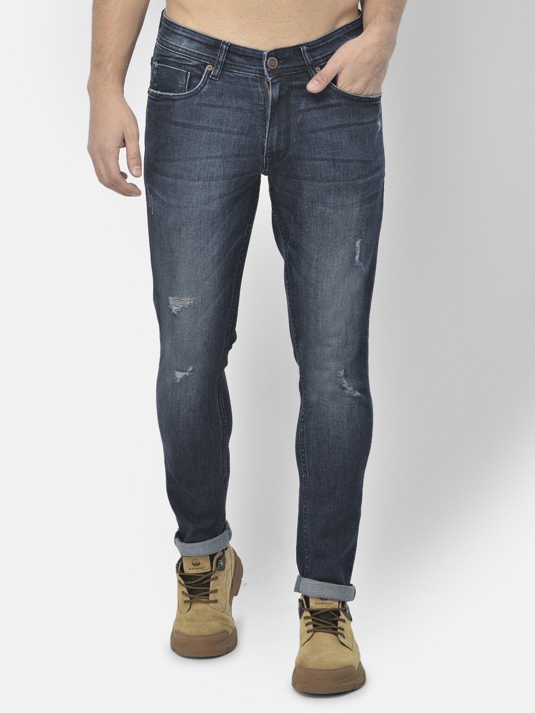 

Richlook Men Blue Slim Fit Mildly Distressed Light Fade Stretchable Jeans