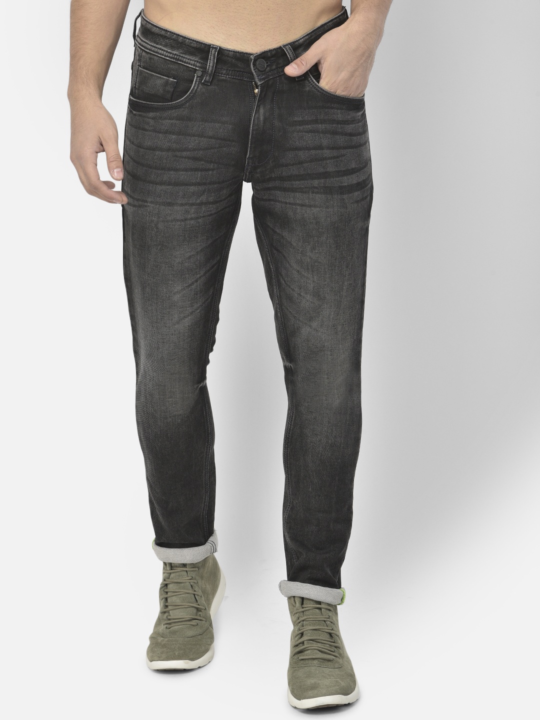 

Richlook Men Black Slim Fit Heavy Fade Stretchable Jeans