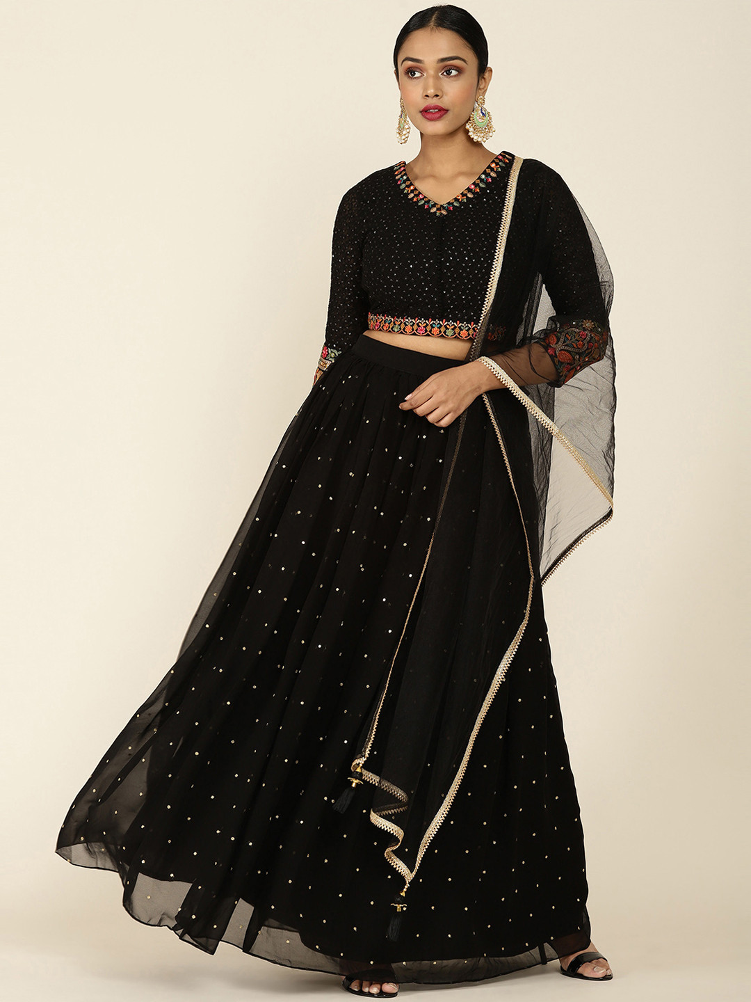 

Soch Black Embellished Sequinned Ready to Wear Lehenga & Blouse With Dupatta