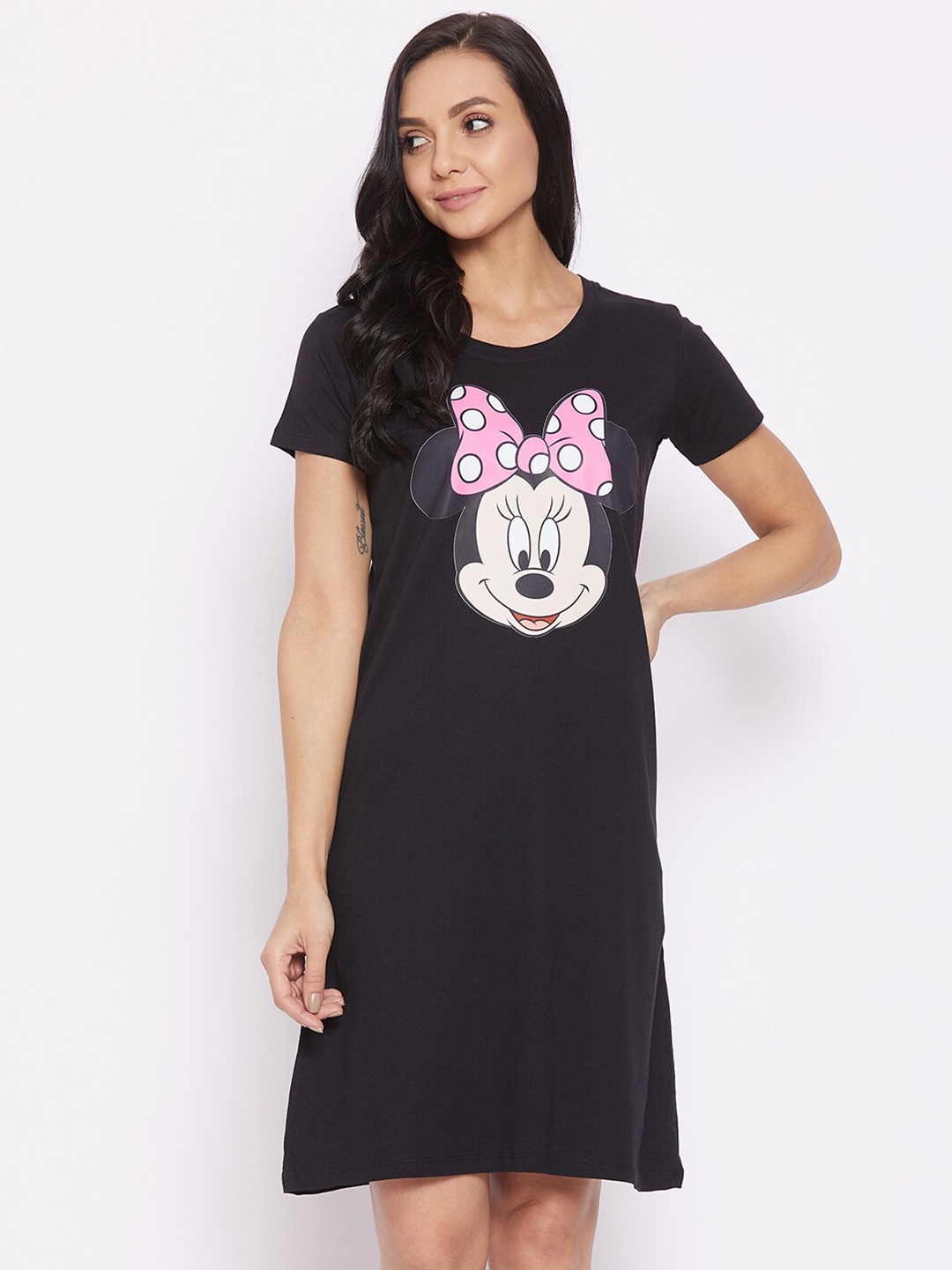 

Disney by Wear Your Mind Black Printed Pure Cotton Nightdress