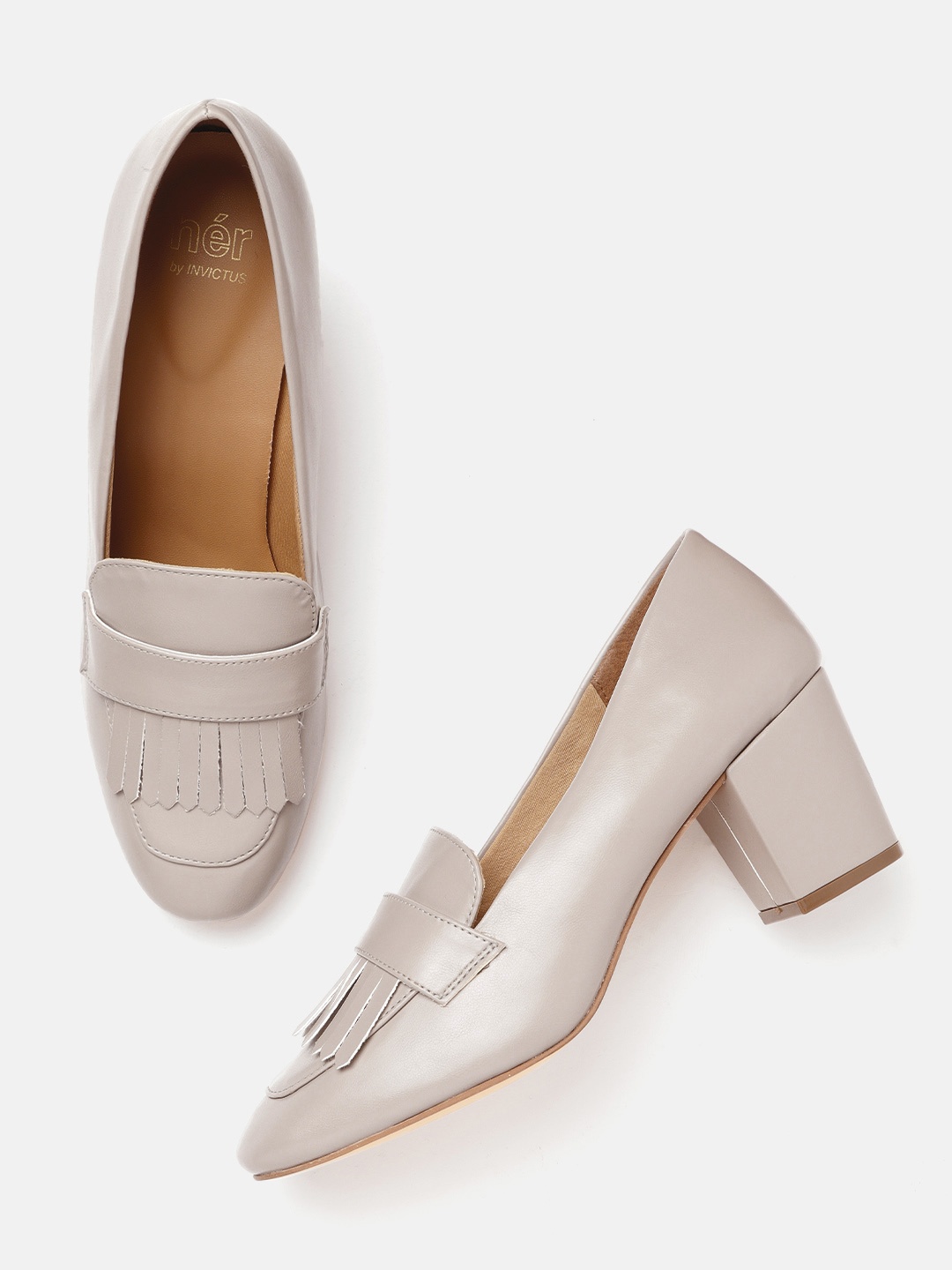 

her by invictus Grey Solid Block Pumps