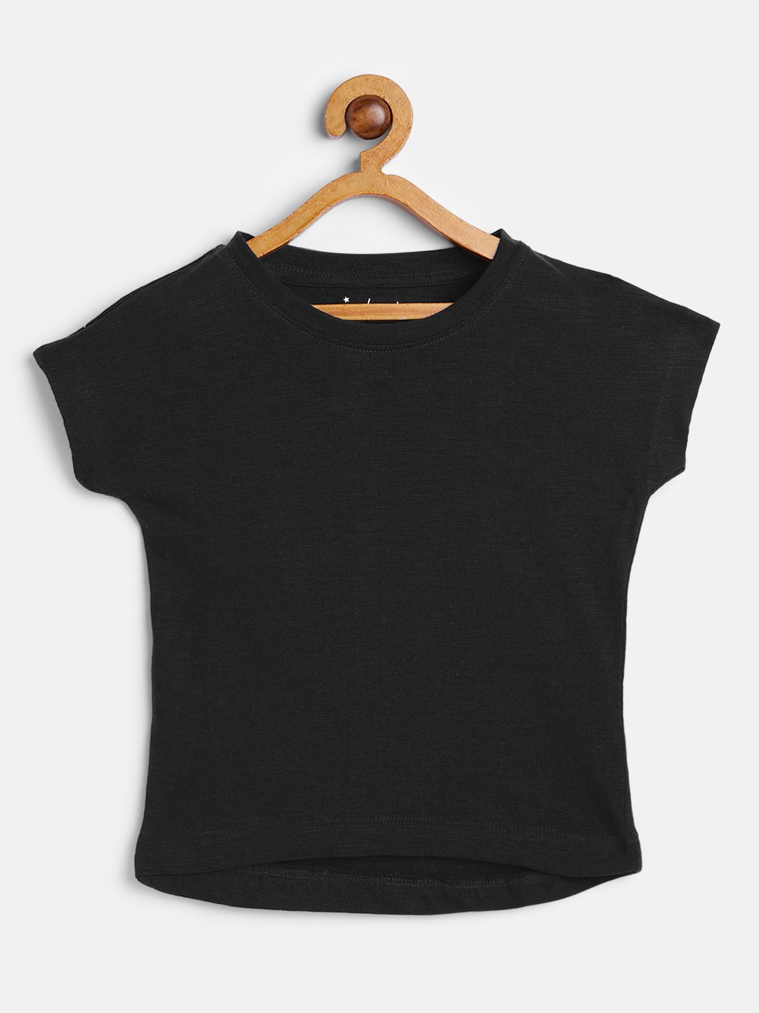 

METRO KIDS COMPANY Black Extended Sleeves Pure Cotton Crop Top