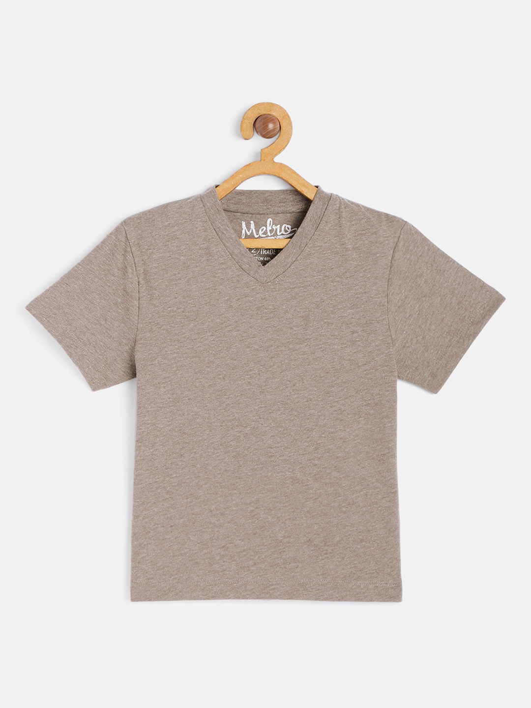

METRO KIDS COMPANY Boys Brown V-Neck T-shirt
