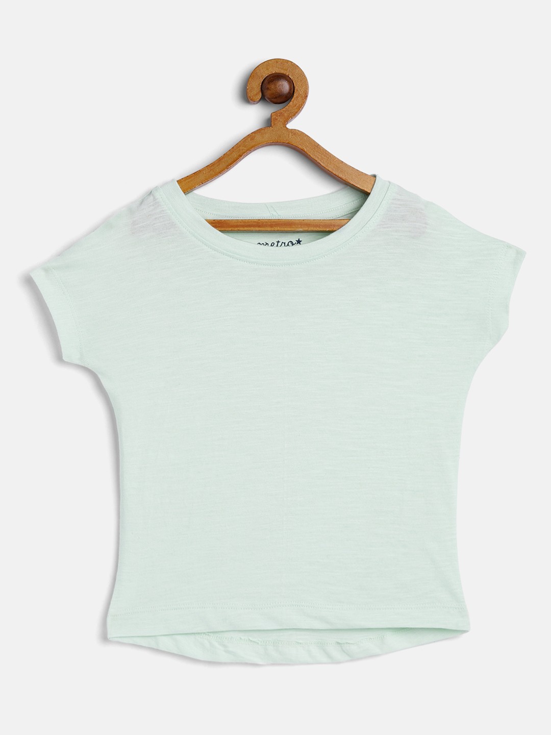 

METRO KIDS COMPANY Green Extended Sleeves Pure Cotton Crop Top