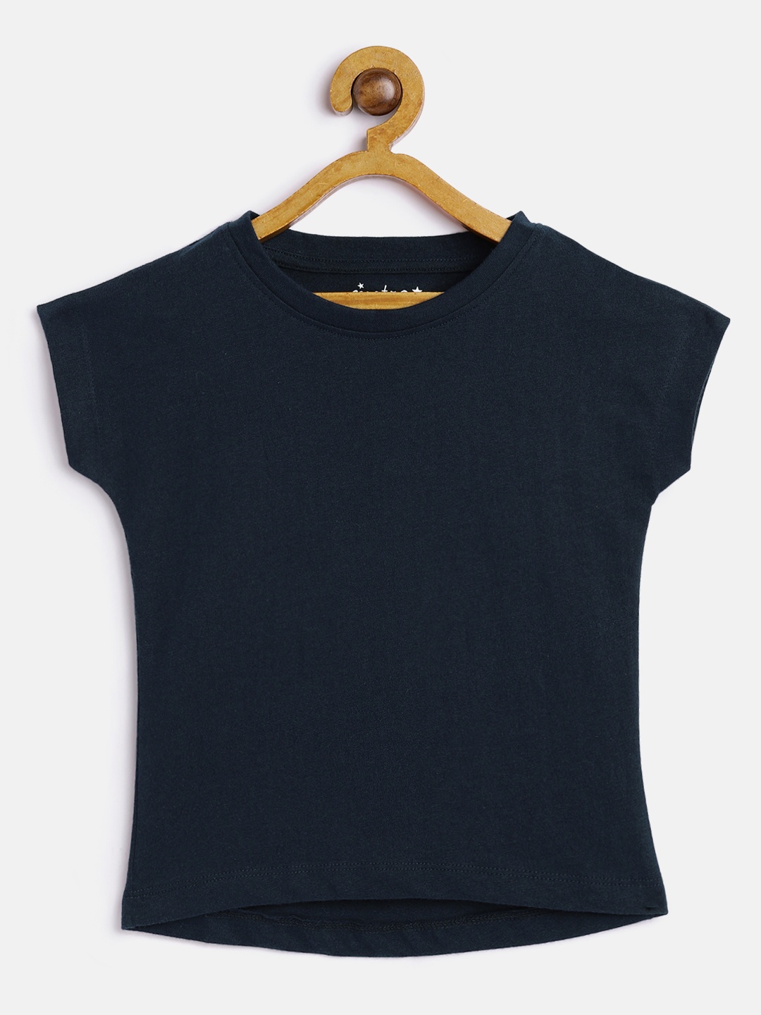 

METRO KIDS COMPANY Navy Blue Extended Sleeves Pure Cotton Crop Top