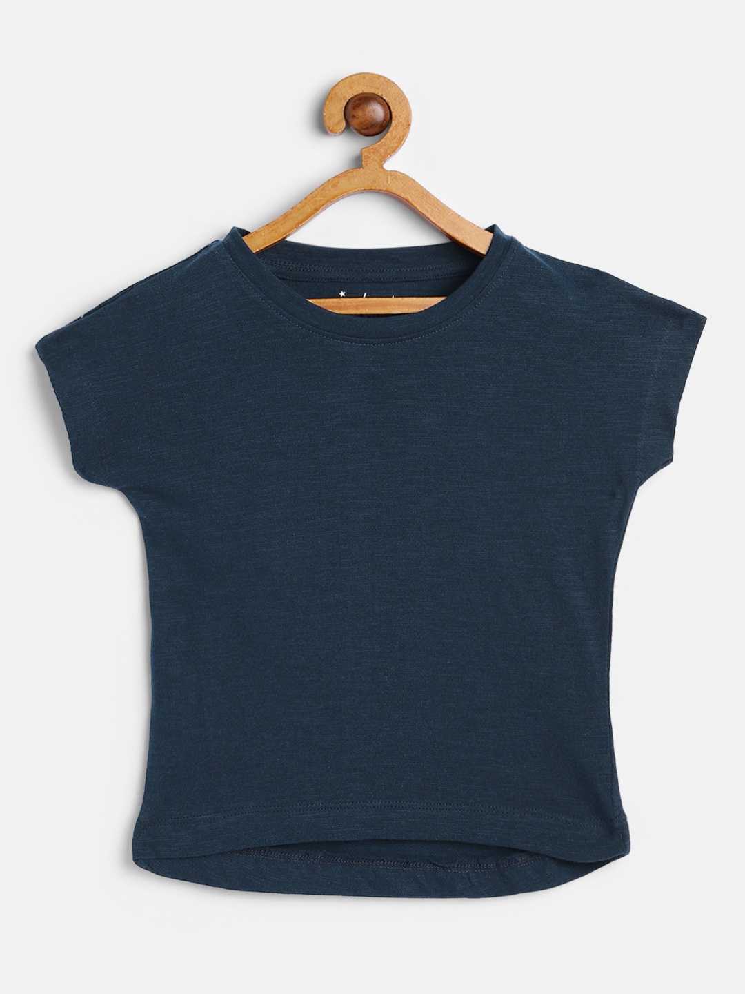 

METRO KIDS COMPANY Navy Blue Extended Sleeves Pure Cotton Crop Top