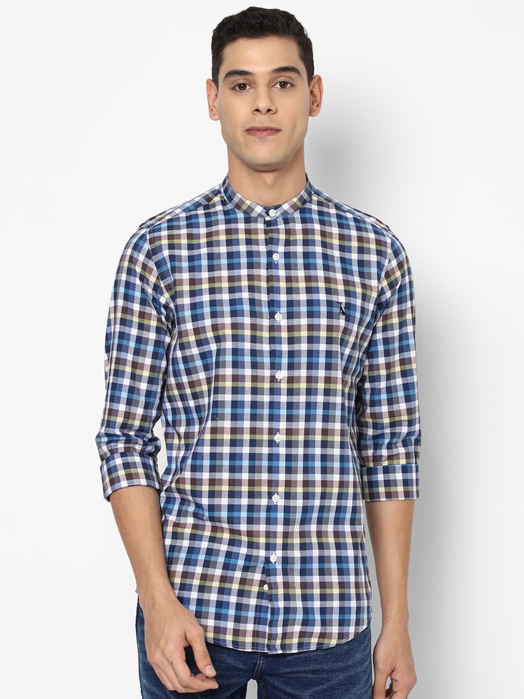

SIMON CARTER LONDON Men Blue Slim Fit Opaque Checked Casual Shirt