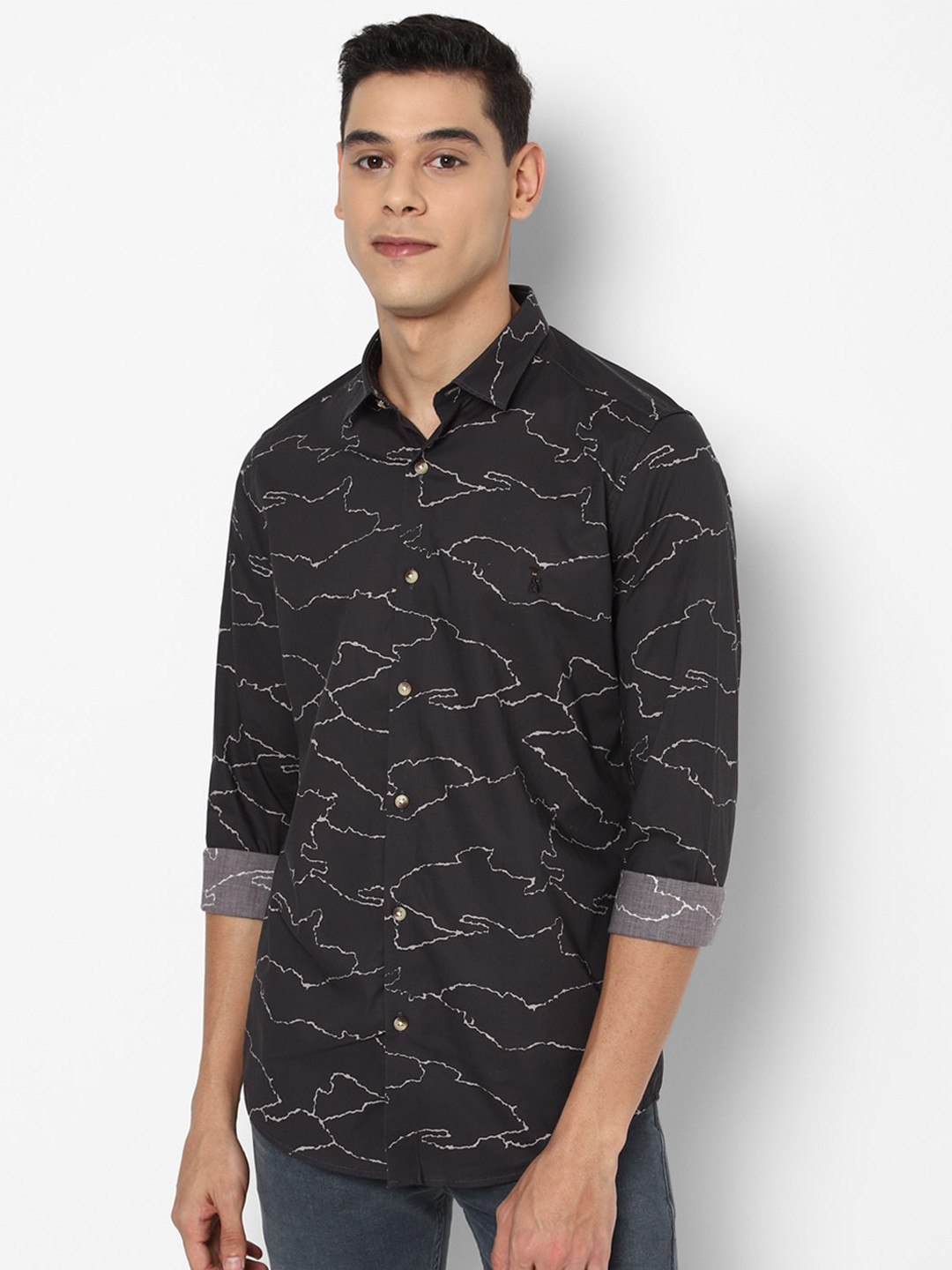 

SIMON CARTER LONDON Men Black Slim Fit Opaque Printed Casual Shirt
