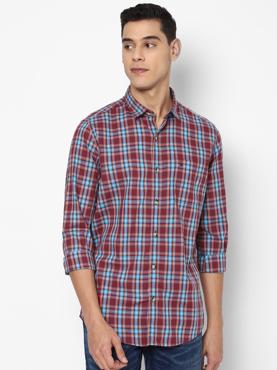 

SIMON CARTER LONDON Men Maroon Slim Fit Tartan Checks Opaque Checked Casual Shirt
