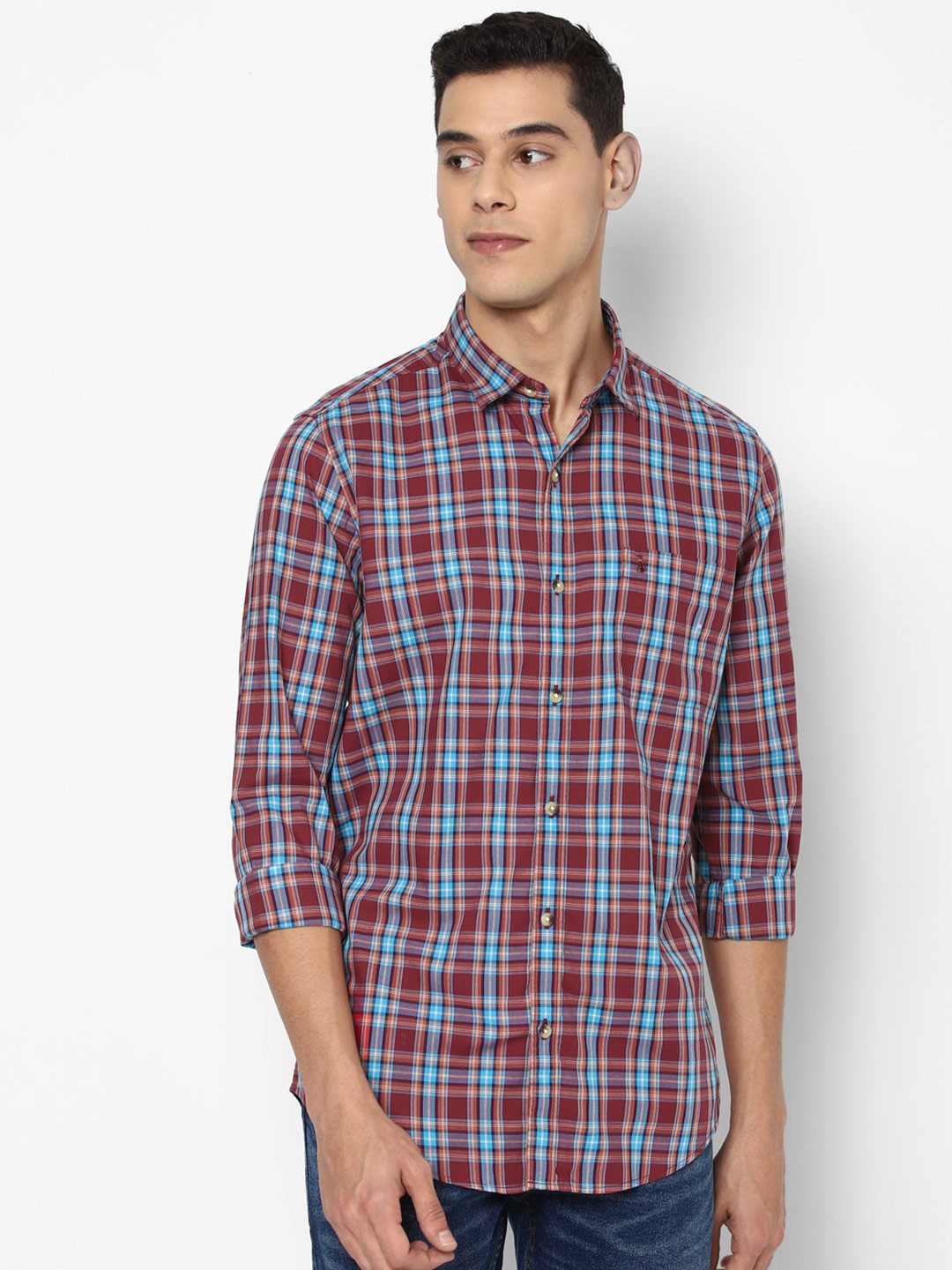 

SIMON CARTER LONDON Men Maroon Slim Fit Checked Casual Shirt