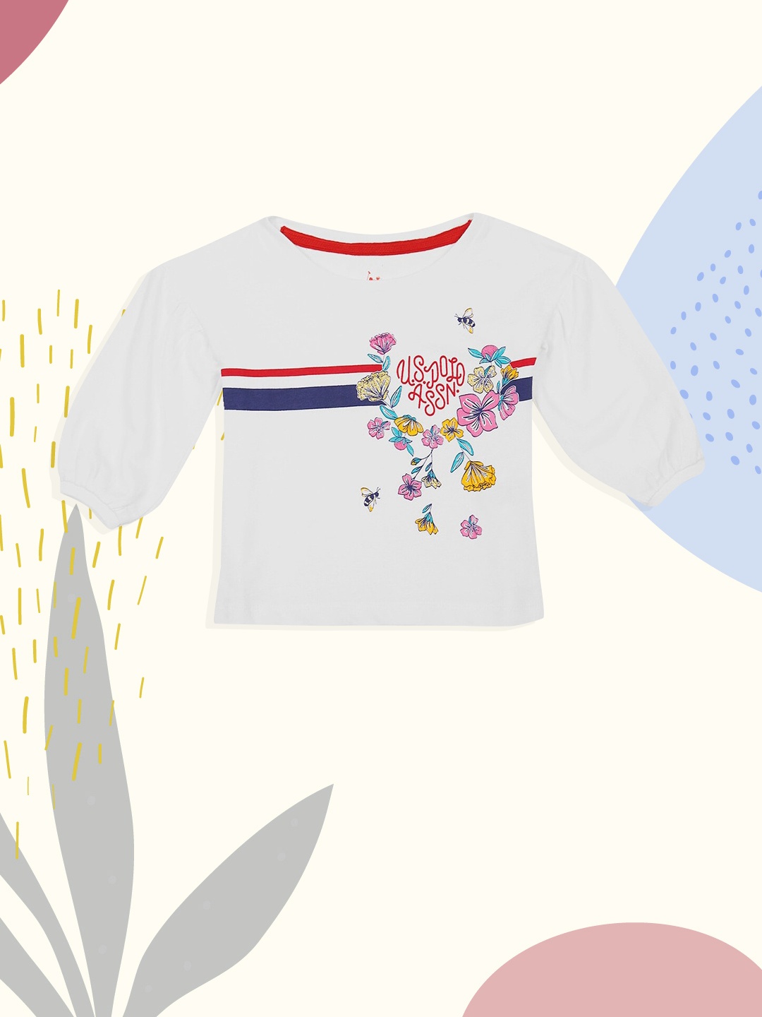 

U.S. Polo Assn. Kids Girls White Printed Sweatshirt