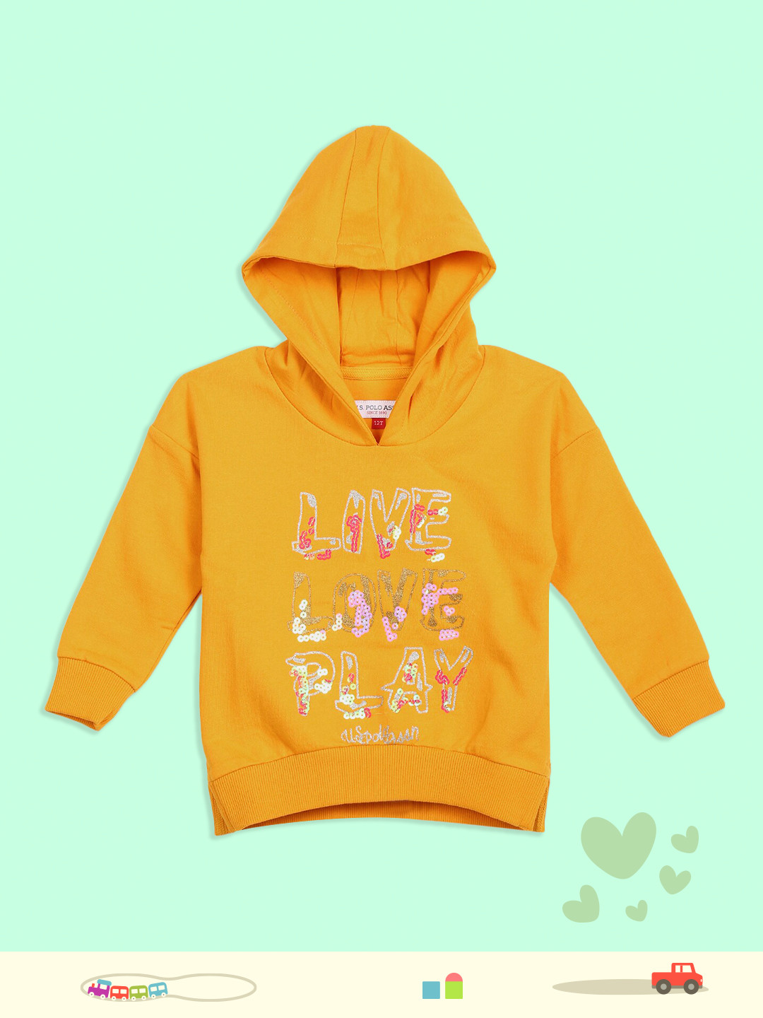 

U.S. Polo Assn. Kids Girls Orange Printed Sweatshirt