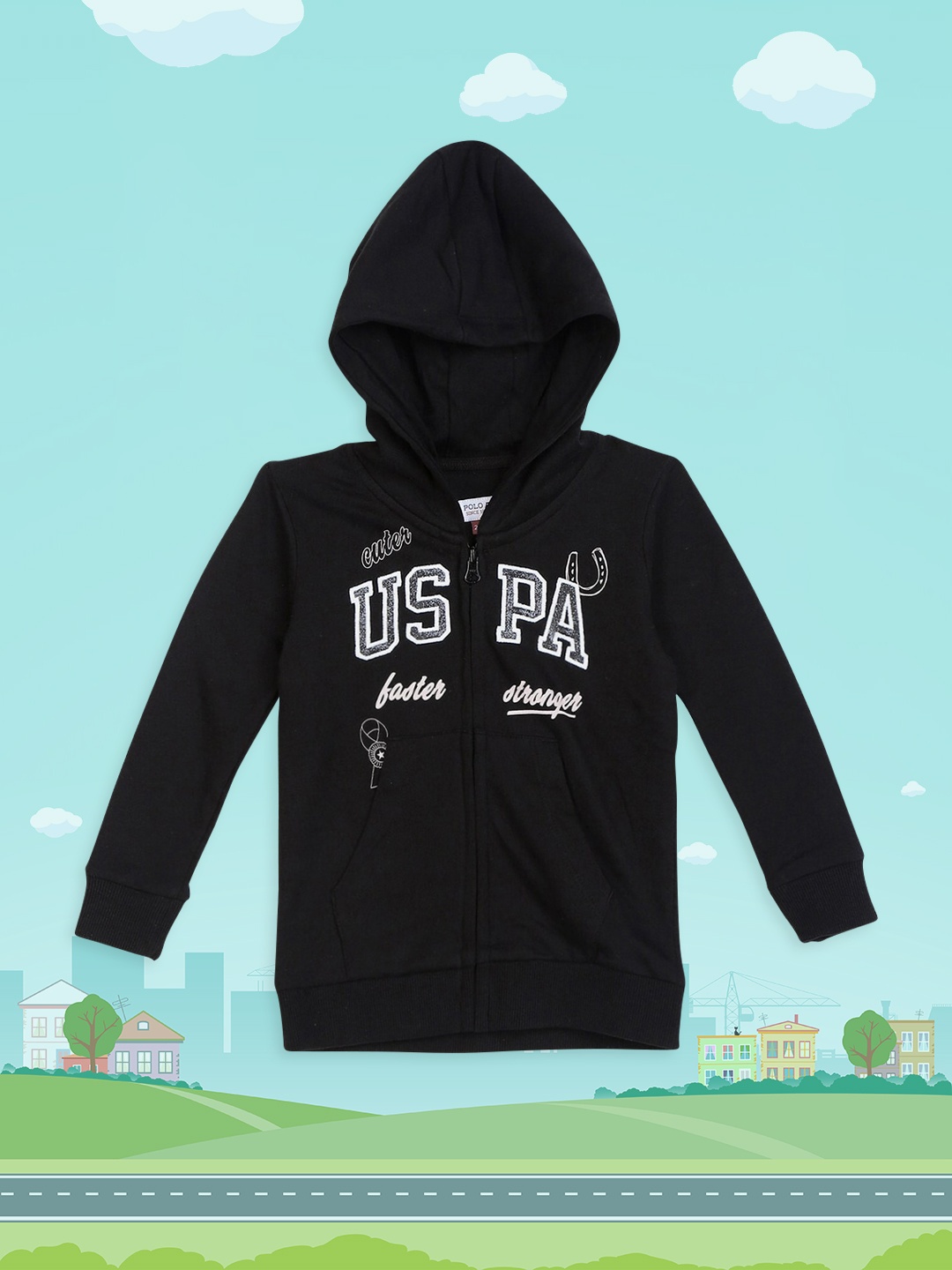 

U.S. Polo Assn. Kids Girls Black Printed Sweatshirt