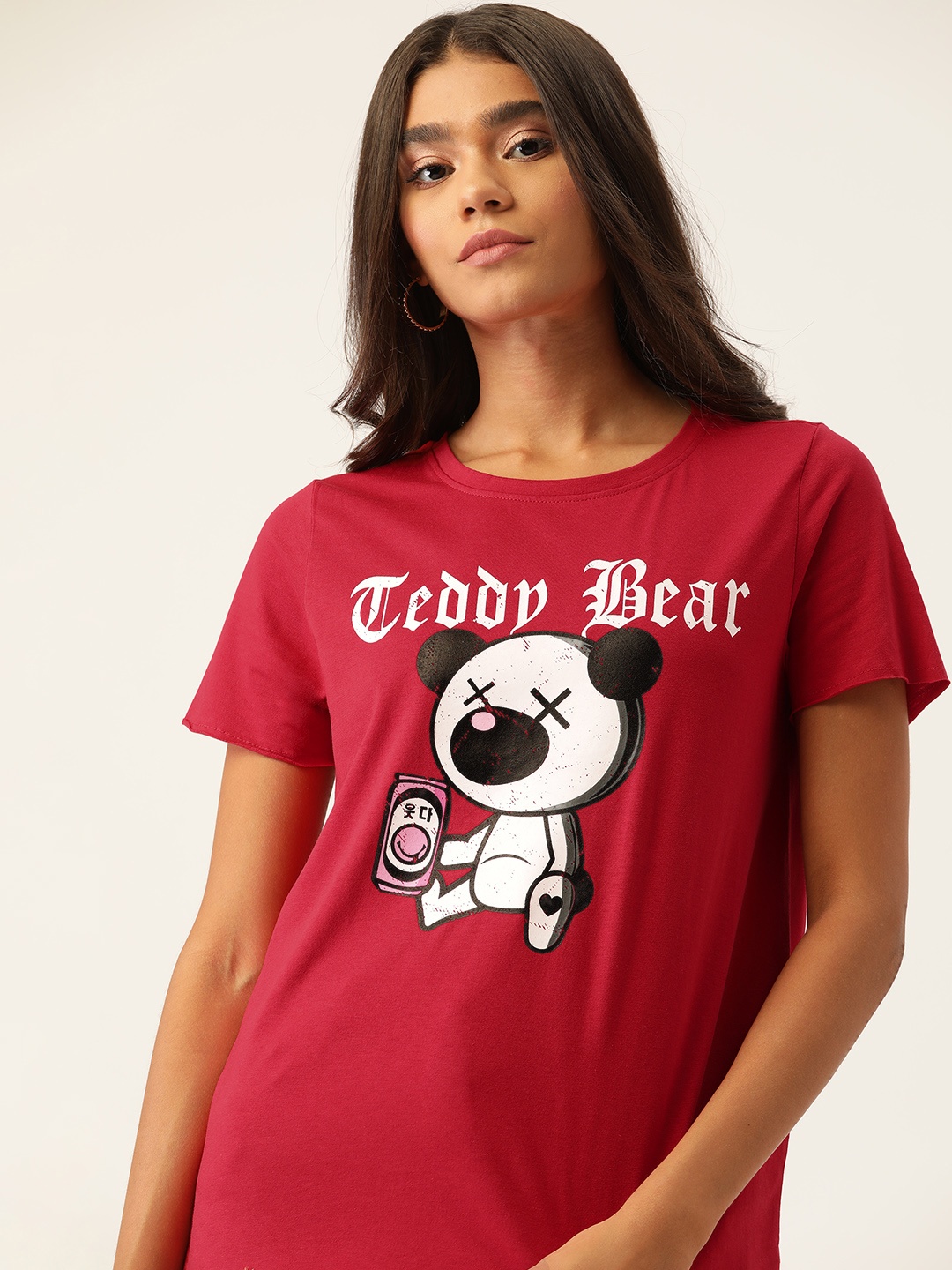 

DressBerry Women Red & White Graphic Printed T-shirt