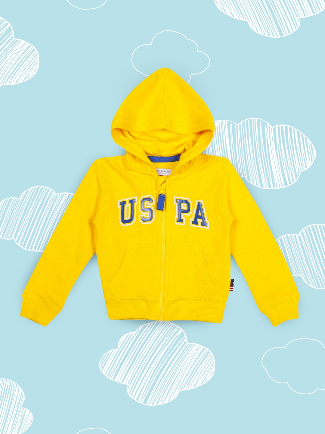 

U.S. Polo Assn. Kids Boys Yellow Printed Hooded Sweatshirt