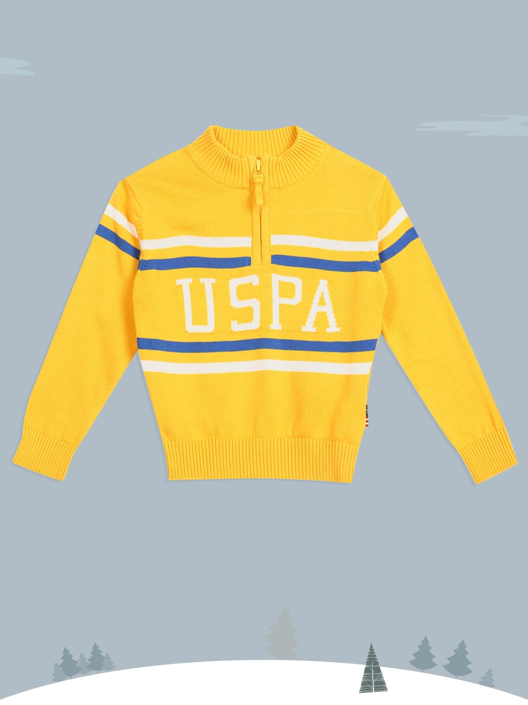 

U.S. Polo Assn. Kids Boys Yellow & White Brand Printed Pullover