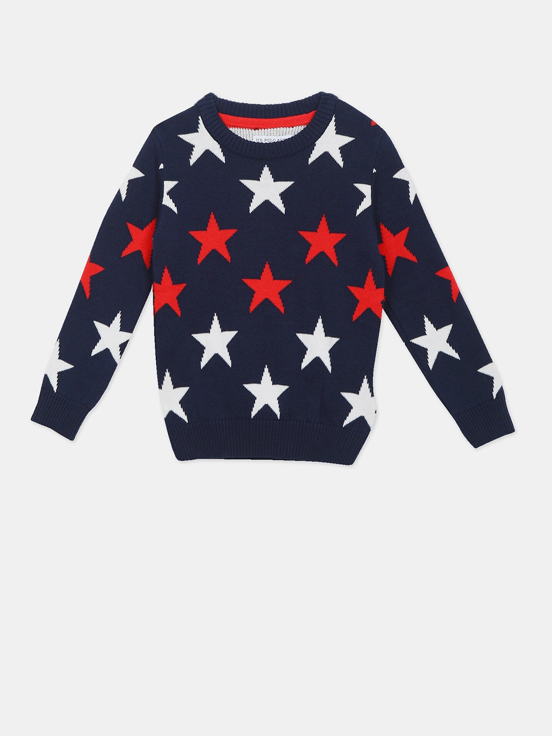 

U.S. Polo Assn. Kids Boys Blue Stars Printed Pullover Sweater
