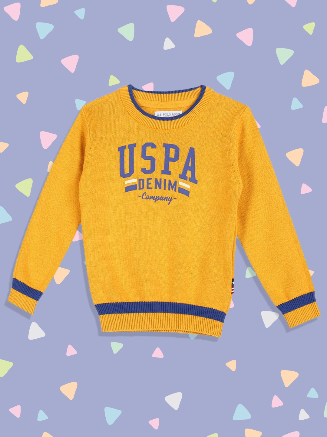 

U.S. Polo Assn. Kids Boys Yellow & Blue Colourblocked Printed Pullover