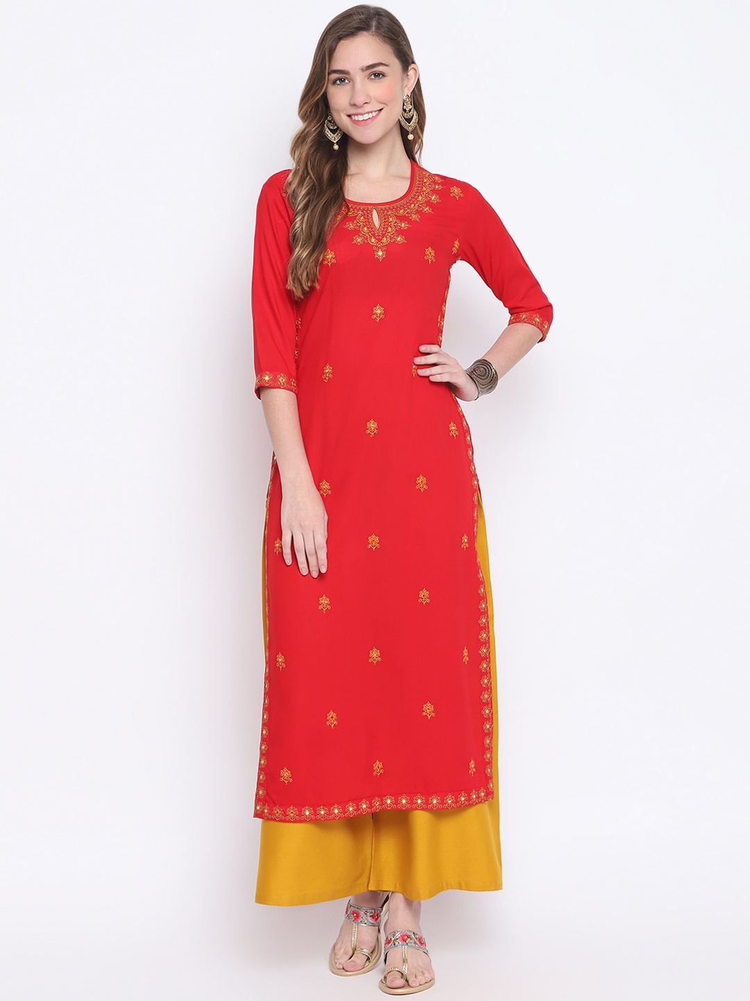 

FASHION DEPTH Women Red Ethnic Motifs Printed Kurta