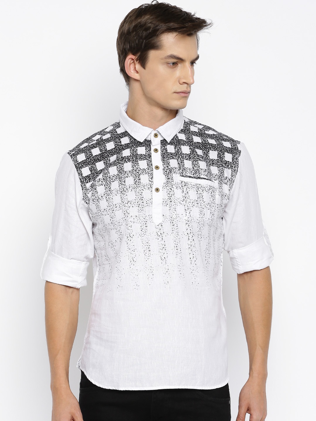 

The Indian Garage Co Men White Printed Straight Kurta
