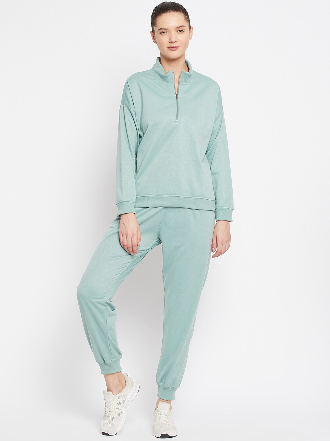 

FRENCH FLEXIOUS Women Sea Green Solid Tracksuit
