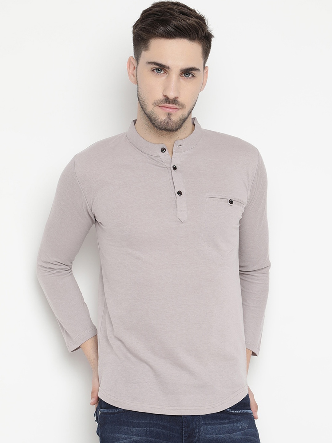 

V2 Value & Variety Men Grey Solid Kurta