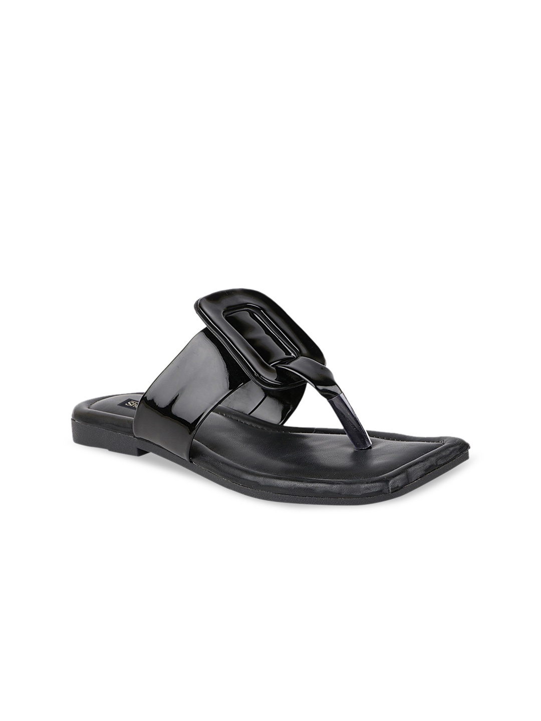 

Shoetopia Women Black T-Strap Flats