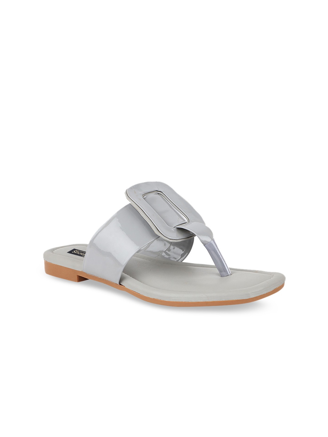 

Shoetopia Women Grey T-Strap Flats