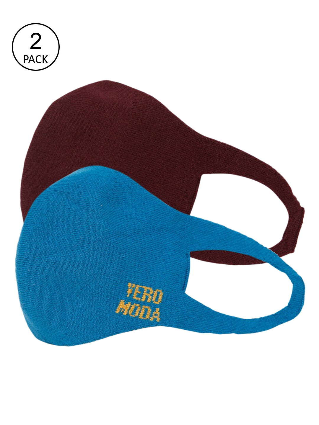 

Vero Moda Women Pack Of 2 Solid Reusable Cotton Cloth Mask, Maroon