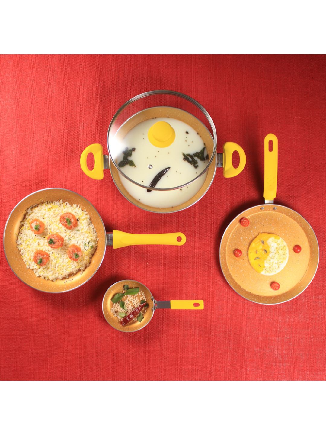 

Wonderchef Yellow Da Vinci Aluminium Pan Set-4 Pieces